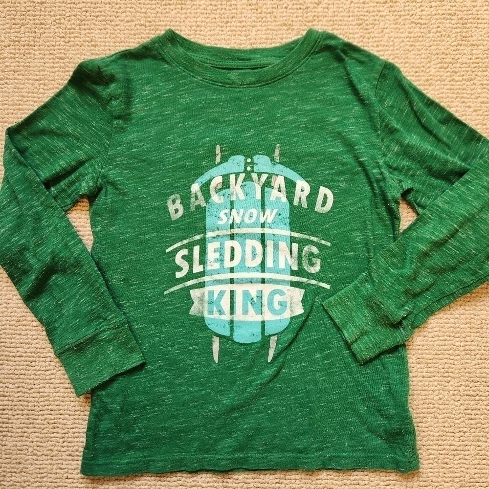 Backyard Snow Sledding King Long Sleeve Tee